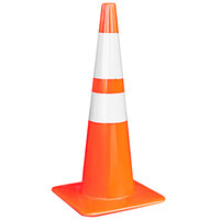 28 inch x 13 3/4 inch Traffic Cone with 7 lb. Base and Double Reflective Bands
