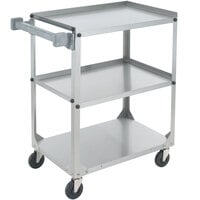 Vollrath 97320 Knocked Down Stainless Steel 3 Shelf Utility Cart - 27 1/2" x 15 1/2" x 32 5/8"
