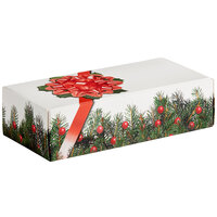 7 1/8" x 3 3/8" x 1 7/8" 1-Piece 1 lb. Bow and Berries Print Candy Box - 250/Case