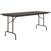 Correll 30" x 60" Walnut Thermal-Fused Laminate Top Folding Table with Brown Frame