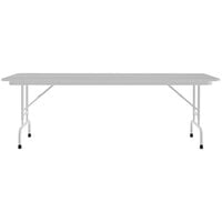 Correll 30 inch x 72 inch Gray Granite 22 inch - 32 inch Adjustable Height Thermal-Fused Laminate Top Folding Table with Gray Frame