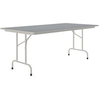 Correll 36 inch x 72 inch Gray Granite Thermal-Fused Laminate Top Folding Table with Gray Frame