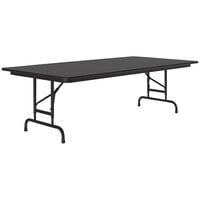 Correll 36 inch x 72 inch Black Granite 22 inch - 32 inch Adjustable Height Thermal-Fused Laminate Top Folding Table with Black Frame