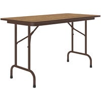 Correll 24" x 48" Medium Oak Thermal-Fused Laminate Top Folding Table with Brown Frame