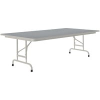 Correll 36 inch x 72 inch Gray Granite 22 inch - 32 inch Adjustable Height Thermal-Fused Laminate Top Folding Table with Gray Frame