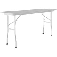 Correll 18 inch x 60 inch Gray Granite Thermal-Fused Laminate Top Folding Table with Gray Frame