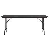 Correll 36 inch x 72 inch Black Granite Thermal-Fused Laminate Top Folding Table with Black Frame