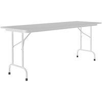 Correll 24 inch x 60 inch Gray Granite Thermal-Fused Laminate Top Folding Table with Gray Frame