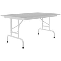 Correll 30 inch x 48 inch Gray Granite 22 inch - 32 inch Adjustable Height Thermal-Fused Laminate Top Folding Table with Gray Frame