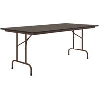 Correll 36" x 72" Walnut Thermal-Fused Laminate Top Folding Table with Brown Frame