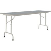 Correll 24 inch x 72 inch Gray Granite Thermal-Fused Laminate Top Folding Table with Gray Frame