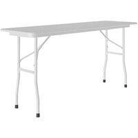 Correll 18 inch x 72 inch Gray Granite Thermal-Fused Laminate Top Folding Table with Gray Frame