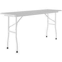 Correll 18 inch x 96 inch Gray Granite Thermal-Fused Laminate Top Folding Table with Gray Frame
