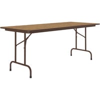 Correll 30" x 72" Medium Oak Thermal-Fused Laminate Top Folding Table with Brown Frame
