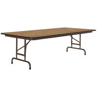 Correll 36" x 72" Oak 22" - 32" Adjustable Height Thermal-Fused Laminate Top Folding Table with Brown Frame