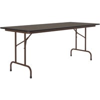Correll 30" x 96" Walnut Thermal-Fused Laminate Top Folding Table with Brown Frame