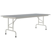 Correll 30" x 96" Gray Granite 22" - 32" Adjustable Height Thermal-Fused Laminate Top Folding Table with Gray Frame