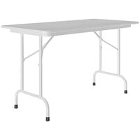 Correll 24" x 48" Gray Granite Thermal-Fused Laminate Top Folding Table with Gray Frame