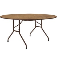 Correll 60 inch Round Medium Oak Thermal-Fused Laminate Top Folding Table with Brown Frame