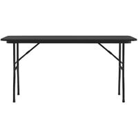 Correll 18 inch x 60 inch Black Granite Thermal-Fused Laminate Top Folding Table with Black Frame