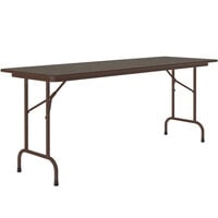 Correll 24" x 96" Walnut Thermal-Fused Laminate Top Folding Table with Brown Frame