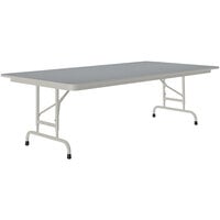 Correll 36 inch x 96 inch Gray Granite 22 inch - 32 inch Adjustable Height Thermal-Fused Laminate Top Folding Table with Gray Frame