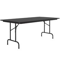 Correll 36 inch x 96 inch Black Granite Thermal-Fused Laminate Top Folding Table with Black Frame