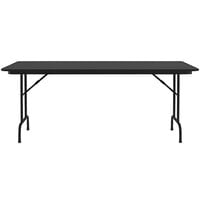 Correll 36 inch x 96 inch Black Granite Thermal-Fused Laminate Top Folding Table with Black Frame