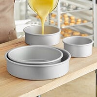 Fat Daddio's ProSeries 16 Gauge 3 inch Deep Anodized Aluminum Cake Set - 6 inch, 8 inch, 10 inch, 12 inch PRD-4PC3