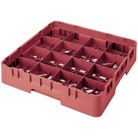 Cambro 16S1114416 Camrack 11 3/4 inch High Customizable Cranberry 16 Compartment Glass Rack