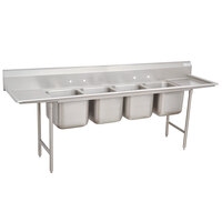Advance Tabco 9-4-72-36RL Super Saver Four Compartment Pot Sink with Two Drainboards - 146 inch