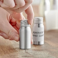 15 mL Silver Aluminum Bottle with Lid - 1125/Case