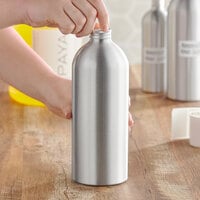 1,000 mL Silver Aluminum Bottle with Lid - 48/Case