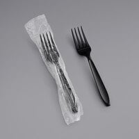 Solo Impress Individually Wrapped Heavy Weight Black Plastic Fork - 1000/Case
