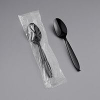 Solo Impress Individually Wrapped Heavy Weight Black Plastic Teaspoon - 1000/Case