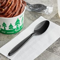 Solo Impress Individually Wrapped Heavy Weight Black Plastic Teaspoon - 1000/Case