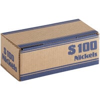 Controltek USA Blue Coin Box - $100, Nickels - 50/Pack