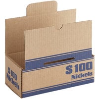 Controltek USA Blue Coin Box - $100, Nickels - 50/Pack