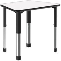 Correll 23" x 33" Trapezoid White Finish 25" - 35" Adjustable Height High-Pressure Dry-Erase Top Collaborative Desk