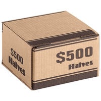 Controltek USA Brown Coin Box - $500, Half Dollars - 50/Pack