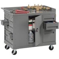 Tennsco 25" x 48" Steel Top Mobile Workbench with (1) Cabinet, (20) Bins, and (3) Drawers MB-3-2545