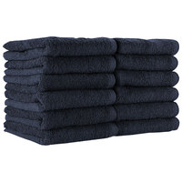 16 inch x 27 inch 100% Ring Spun Cotton Navy Bleach-Safe Hand Towel 2.5 lb. - 180/Case