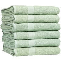 36 inch x 68 inch Green 100% Cotton Pool Towel 12.75 lb. - 36/Case
