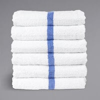Monarch Brands 24 inch x 48 inch Blue Center Stripe 100% Cotton Pool Towel 8 lb. - 60/Case