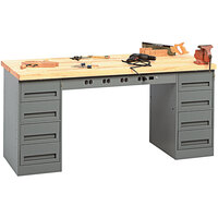 Tennsco 30 inch x 72 inch Hardwood Top Modular Workbench with (8) Drawers EMB-1-3072M