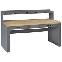 Tennsco 30 inch x 72 inch Electronic Hardwood Top Workbench with Panel Legs and Riser EB-2-3072M