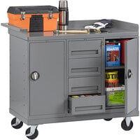 Tennsco 25" x 48" Steel Top Mobile Workbench with (2) Cabinets and (4) Drawers MB-5-2545