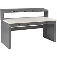 Tennsco 30 inch x 72 inch Electronic Plastic Laminate Top Workbench with Panel Legs and Riser EB-2-3072P