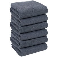 16 inch x 27 inch 100% Ring Spun Cotton Navy Bleach-Safe Hand Towel 2.5 lb. - 12/Pack