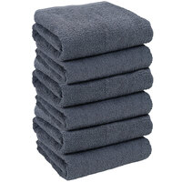 16 inch x 28 inch 100% Ring Spun Cotton Navy Bleach-Safe Hand Towel 3 lb. - 144/Case